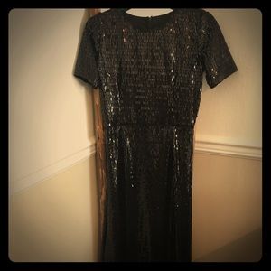 Modest black sequin dress
